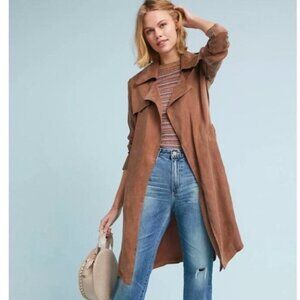 Anthropologie x Moth Carrie Belted Trench Coat Open Front Belted Coat